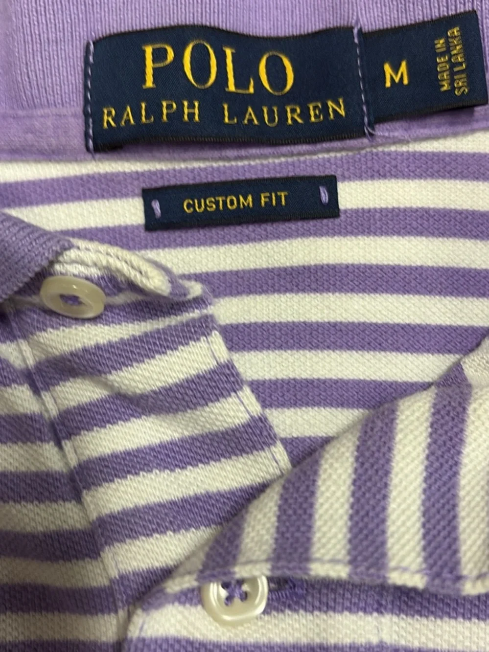 Polo by Ralph Lauren Lavender and White Striped Custom Fit Polo